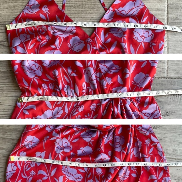 Lovers+ Friends Kamala Floral Print Mini Dress Red/Lilac Color Zipper Back SZ S - Picture 10 of 15